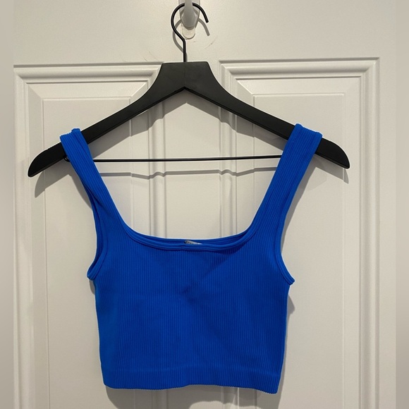 Zara Seamless Ribbed Cobalt Blue Bralette XS-S - Picture 1 of 4